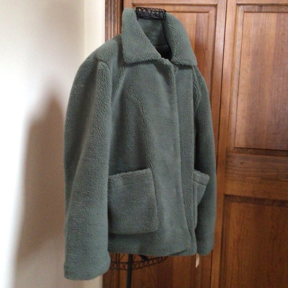 Rebecca Minkoff Sage Green Teddy Jacket, Size Large, New With Tags - Picture 2 of 11